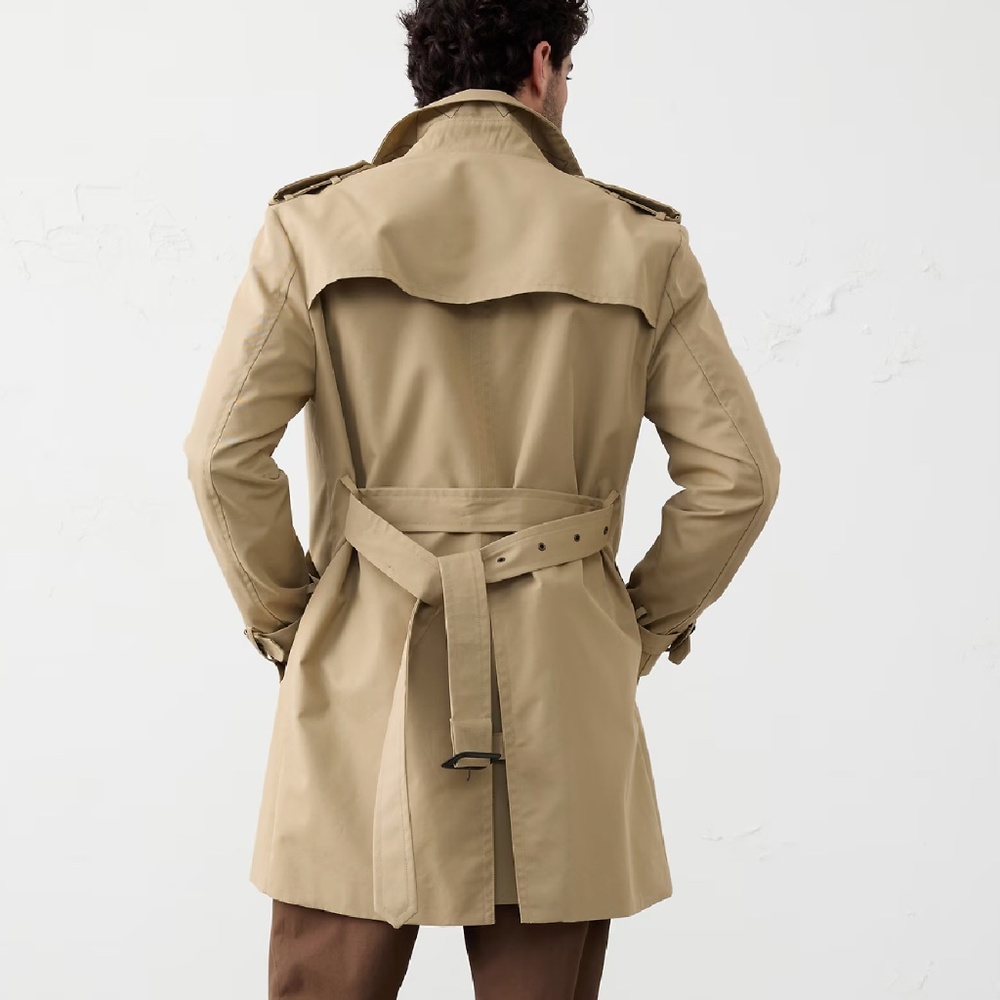 Brand New w tags!!! Banana Republic Mens Trench Coat. Khaki size L. Relaxed fit. - Picture 13 of 15